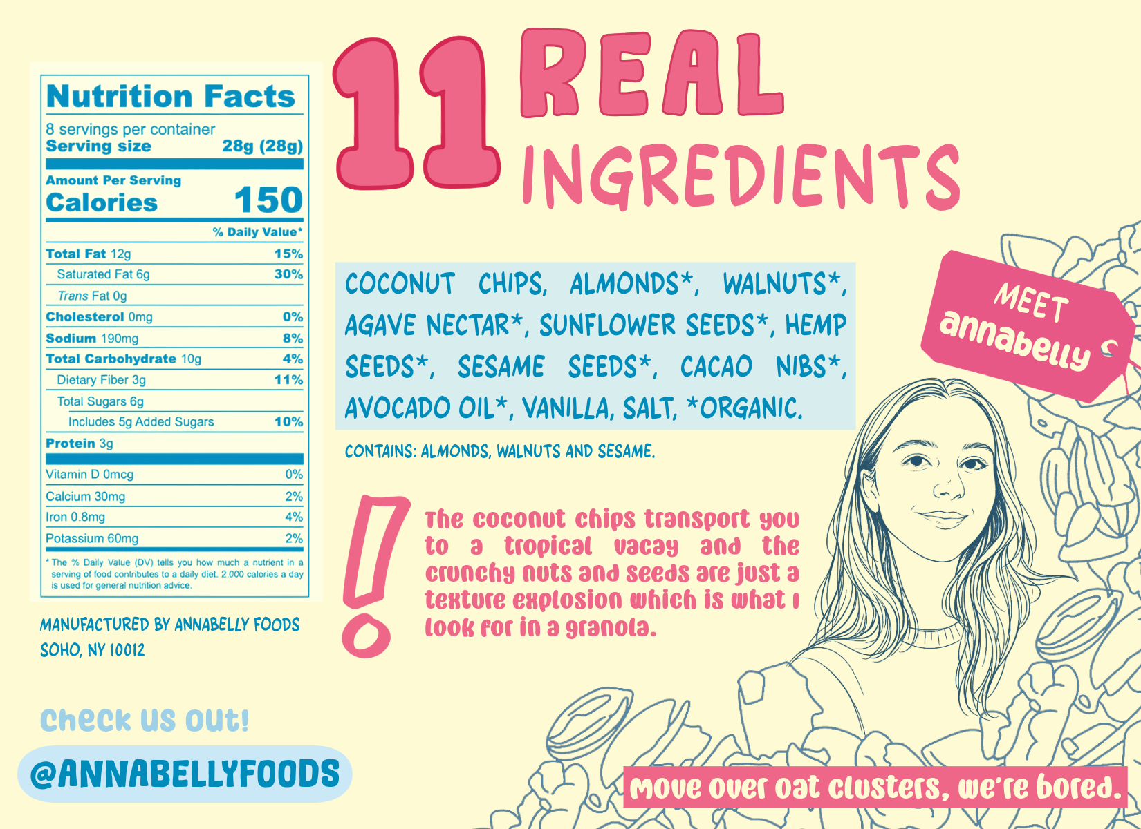 Annabelly's Coconutty Clusters nutrition label
